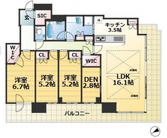 神戸市垂水区神田町、マンションの間取り画像です