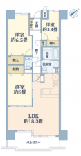 神戸市垂水区西舞子、マンションの間取り画像です
