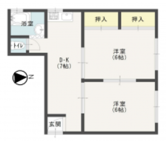 神戸市垂水区五色山、マンションの間取り画像です