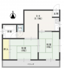 神戸市垂水区五色山、マンションの間取り画像です