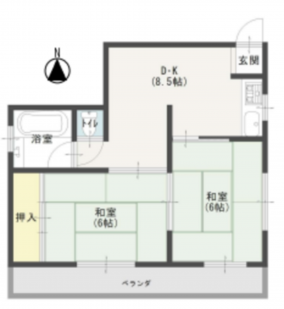 神戸市垂水区五色山、マンションの間取り画像です