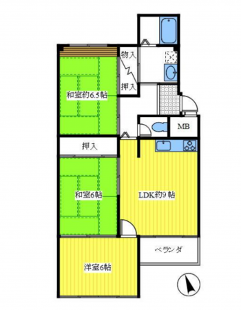 神戸市垂水区塩屋町、マンションの間取り画像です