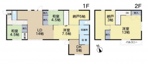 神戸市垂水区舞子坂、収益物件/住宅の間取り画像です