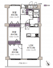 神戸市垂水区五色山、マンションの間取り画像です