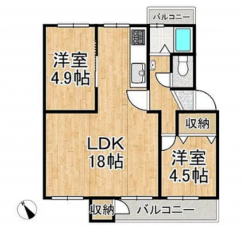 神戸市垂水区狩口台、マンションの間取り画像です