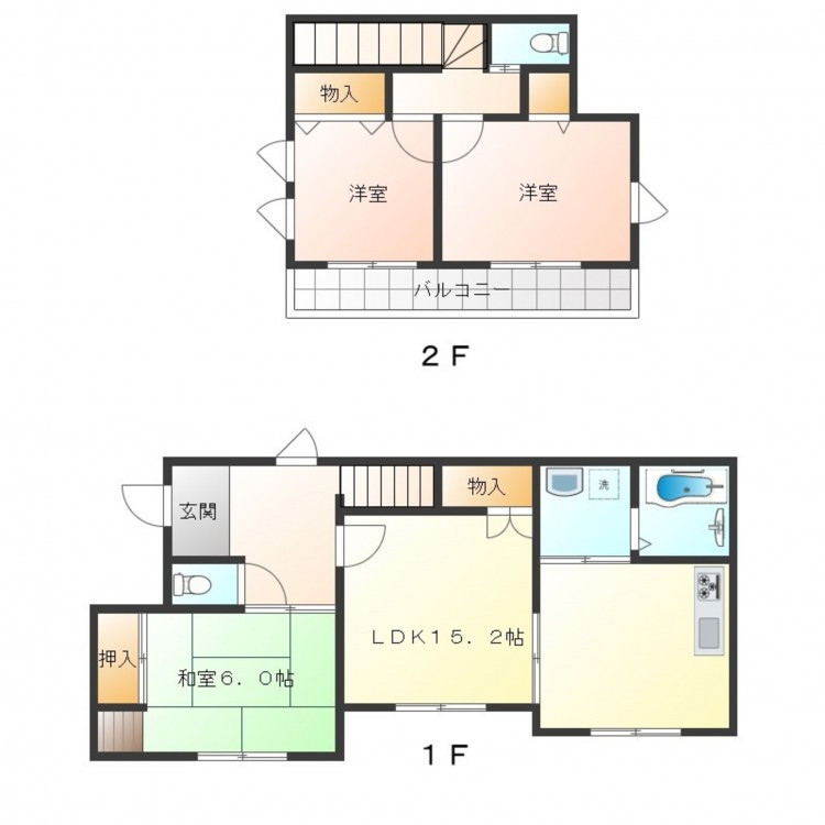 宮崎市中村西、中古一戸建ての間取り画像です