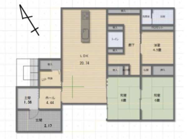 宮崎市、中古一戸建ての間取り画像です