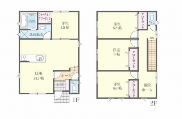 宮崎市村角町、新築一戸建ての間取り画像です