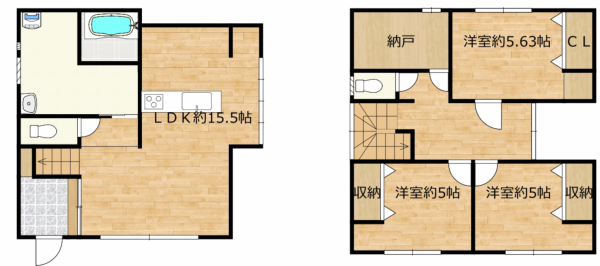 宮崎市下北方町、中古一戸建ての間取り画像です
