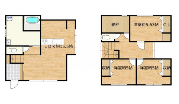 宮崎市下北方町、中古一戸建ての間取り画像です