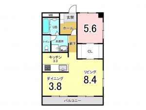 宮崎市、マンションの間取り画像です