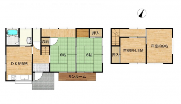 宮崎市佐土原町、中古一戸建ての間取り画像です