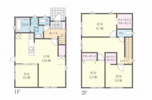 宮崎市、新築一戸建ての間取り画像です