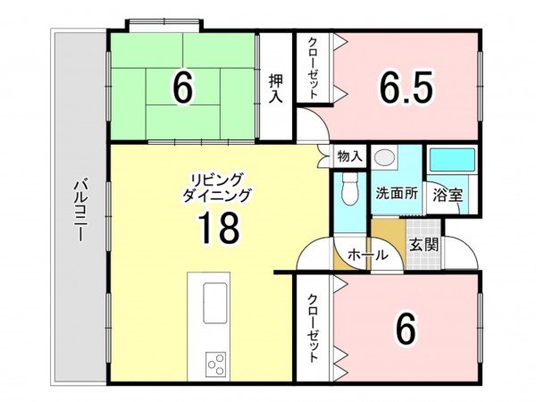 宮崎市柳丸町、マンションの間取り画像です