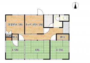 宮崎市江南、中古一戸建ての間取り画像です