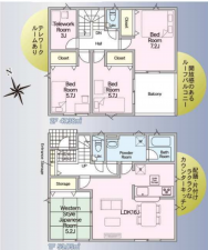 宮崎市城ケ崎、新築一戸建ての間取り画像です