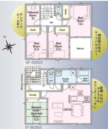 宮崎市城ケ崎、新築一戸建ての間取り画像です