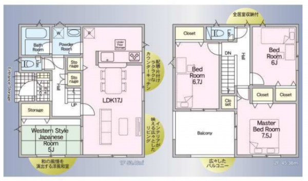 宮崎市佐土原町、新築一戸建ての間取り画像です
