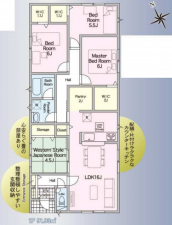 宮崎市恒久、新築一戸建ての間取り画像です