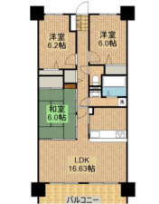 宮崎市花ケ島町、マンションの間取り画像です