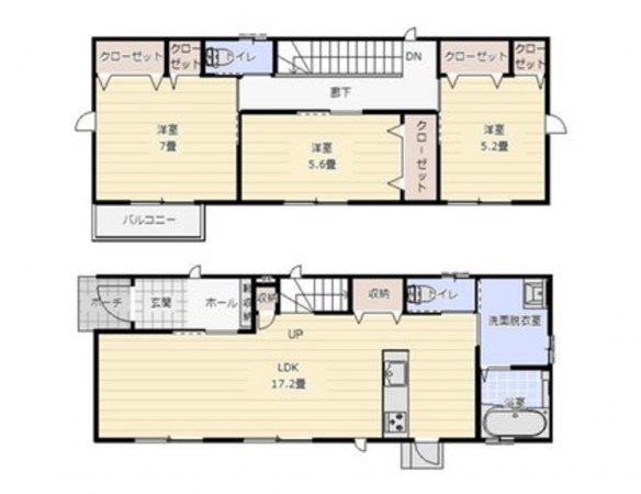 宮崎市佐土原町、新築一戸建ての間取り画像です