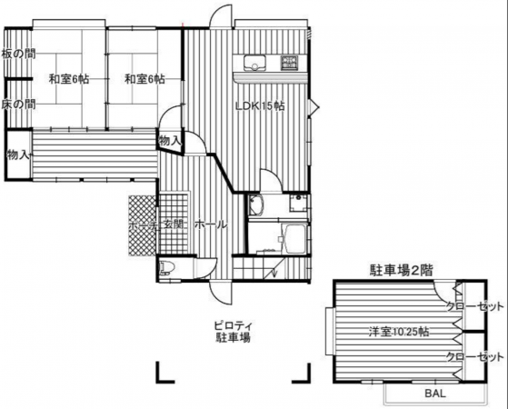 宮崎市田野町、中古一戸建ての間取り画像です