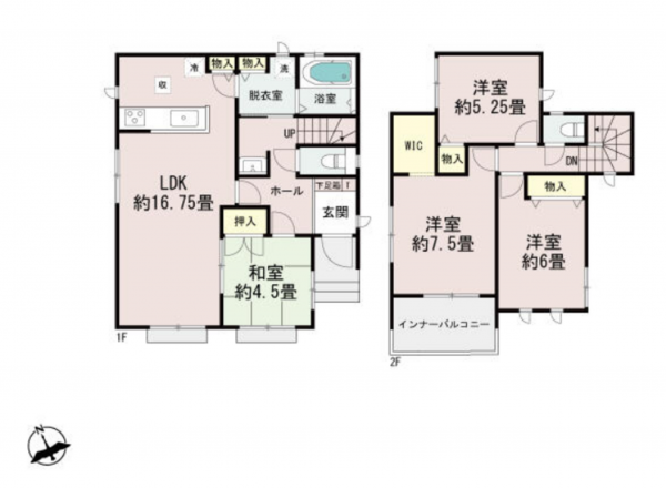 宮崎市大塚町、新築一戸建ての間取り画像です