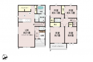 宮崎市大塚町、新築一戸建ての間取り画像です