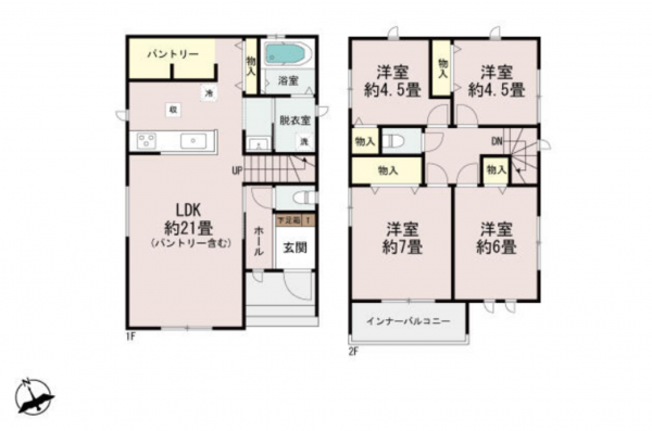 宮崎市大塚町、新築一戸建ての間取り画像です