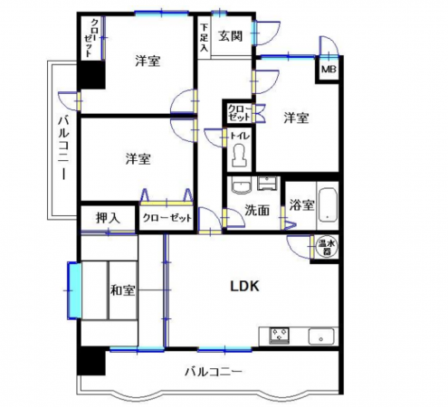 宮崎市祇園、マンションの間取り画像です