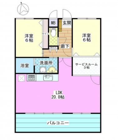 宮崎市中村西、マンションの間取り画像です