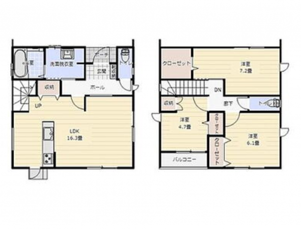 宮崎市、新築一戸建ての間取り画像です
