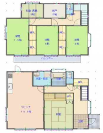 宮崎市江南、中古一戸建ての間取り画像です