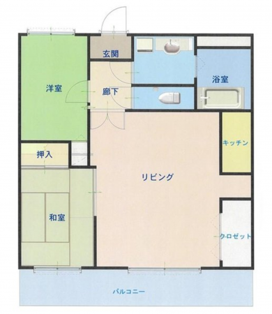 宮崎市大工、マンションの間取り画像です
