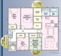 宮崎市、新築一戸建ての間取り画像です