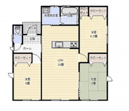 宮崎市源藤町、新築一戸建ての間取り画像です