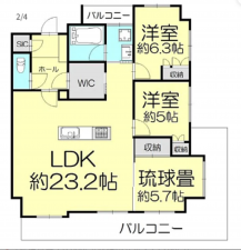 宮崎市吾妻町、マンションの間取り画像です