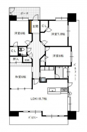 宮崎市吾妻町、マンションの間取り画像です