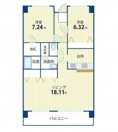 宮崎市大字恒久、マンションの間取り画像です