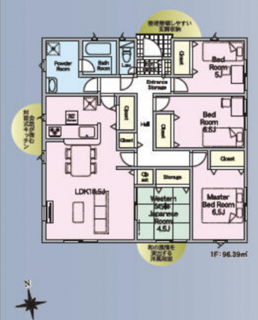 宮崎市恒久、新築一戸建ての間取り画像です