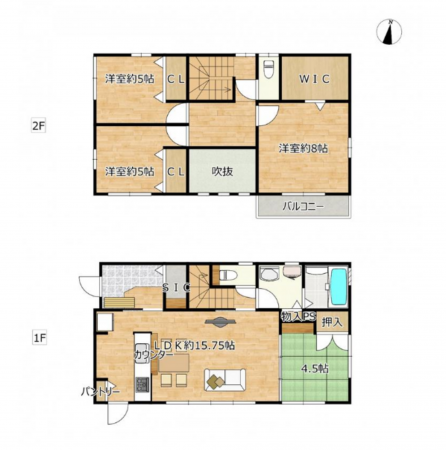宮崎市下北方町、中古一戸建ての間取り画像です