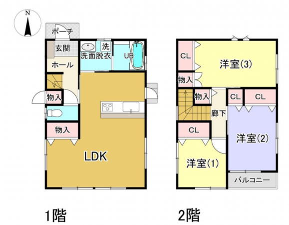 宮崎市月見ケ丘、中古一戸建ての間取り画像です