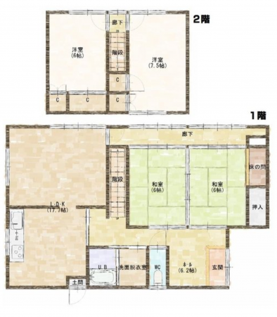 宮崎市大塚台西、中古一戸建ての間取り画像です