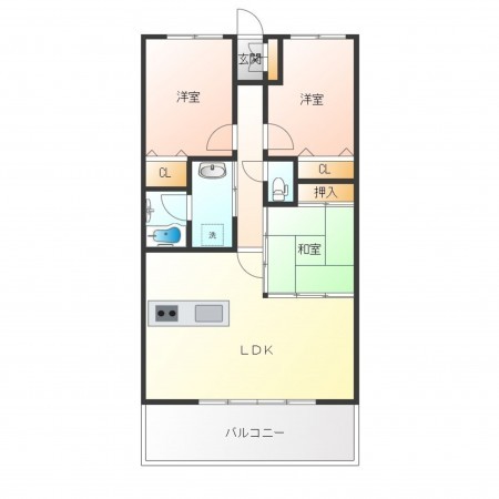 宮崎市松橋、マンションの間取り画像です