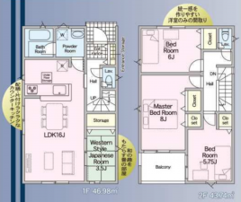 宮崎市下北方町、新築一戸建ての間取り画像です