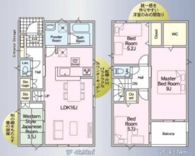 宮崎市下北方町、新築一戸建ての間取り画像です