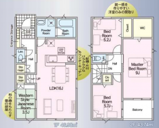 宮崎市下北方町、新築一戸建ての間取り画像です