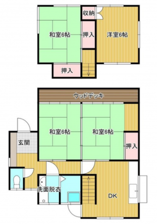 宮崎市月見ケ丘、中古一戸建ての間取り画像です