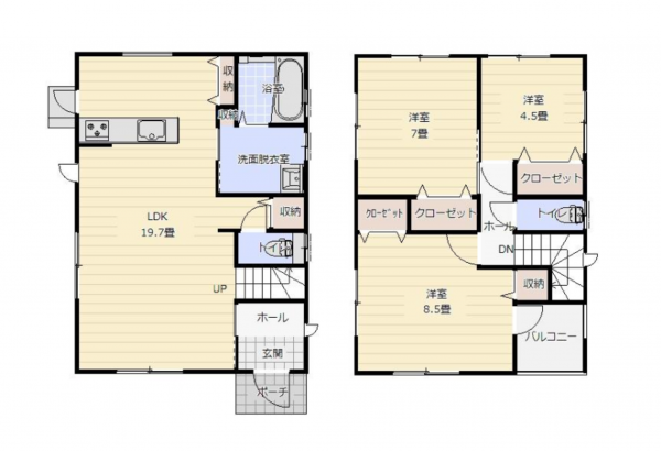 宮崎市谷川、新築一戸建ての間取り画像です