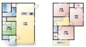 宮崎市吉村町、中古一戸建ての間取り画像です